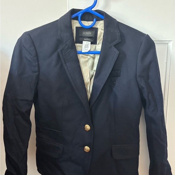 NWOT J. Crew Schoolboy Blazer Navy Blue Gold Button Lined Tailored Jacket 0P - Picture 2 of 7